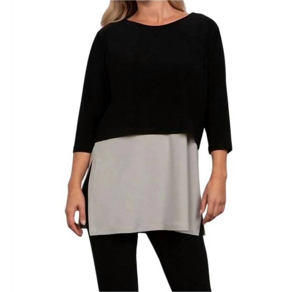 Sympli Womens Cropped Overlay Black Long Sleeve Size 10 Black Minimalist
